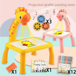 Mesa inteligente de projetor de pintura para aprendizagem estilo girafa