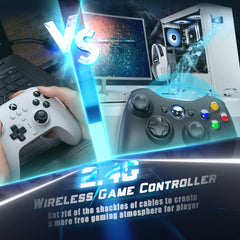 Controle para jogos sem fio, 2.4g, para xbox 360/ 360 slim/pc, consoles de videogame, joystick 3d, acessórios de alça de jogo
