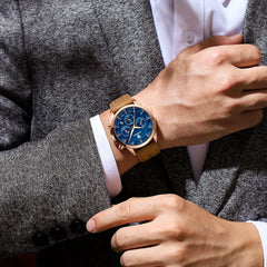 Relógio masculino  de quartzo luxo esportes à prova Dágua dwaterproof água cronógrafo luminosa data homem relógio pulso negócios couro relógios masculinos