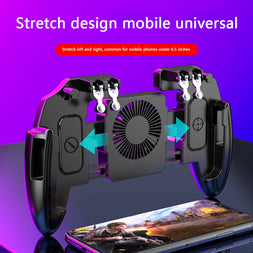Gamepad telefone móvel jogo tiro para pubg 6 dedos  botão aciona gamepad com ventilador de refrigeração para pubg controlador joystick