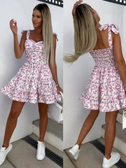 Vestido verão 2024 mini vestido de impressão floral