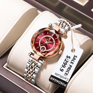 Relógio de luxo para mulheres, alta qualidade, diamante, quartzo, à prova d'água, data, aço inoxidável, relógios femininos, reloj + caixa