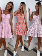 Vestido verão 2024 mini vestido de impressão floral