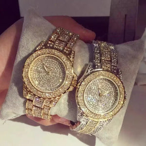 Relógio para mulheres Top novo luxo cheio de diamante  elegante marca quartzo aço relógios senhoras zircon cristal moda relógio de pulso