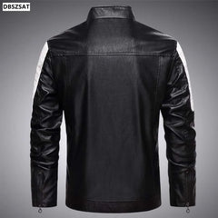 Jaqueta de Couro Sintético motocicleta 2024 Nova  jaqueta masculina preto  moda causal