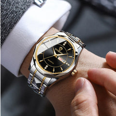 Relógio de casal 2024 novo design losango relógio de pulso de quartzo para homens mulheres data automática semana relógio de amante de aço inoxidável presentes